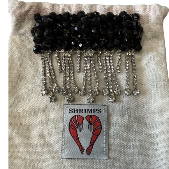 SHRIMPS Black Crystal Tassel Barrette Hair Clip Penelope Fringed Rhinestones - Picture 2 of 6